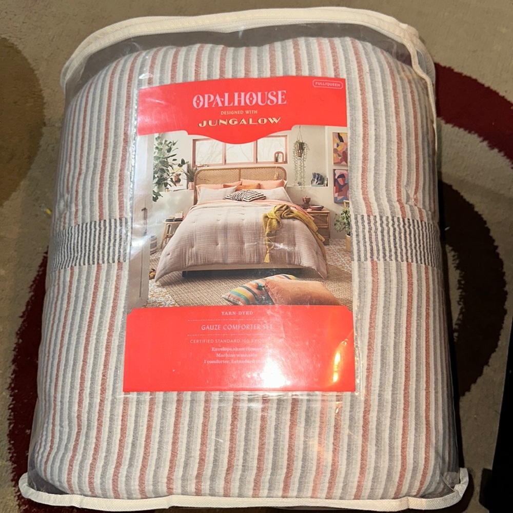 Yarn Dyed Gauze Stripe Comforter & Sham Set Cream - Opalhouse™ with Jungalow